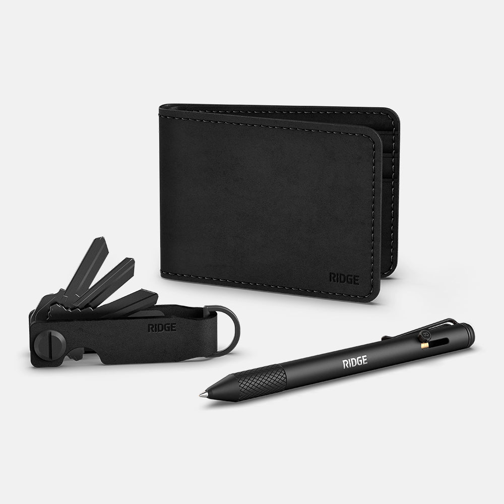 Daily Writer Kit - Billfold - Midnight Black Leather