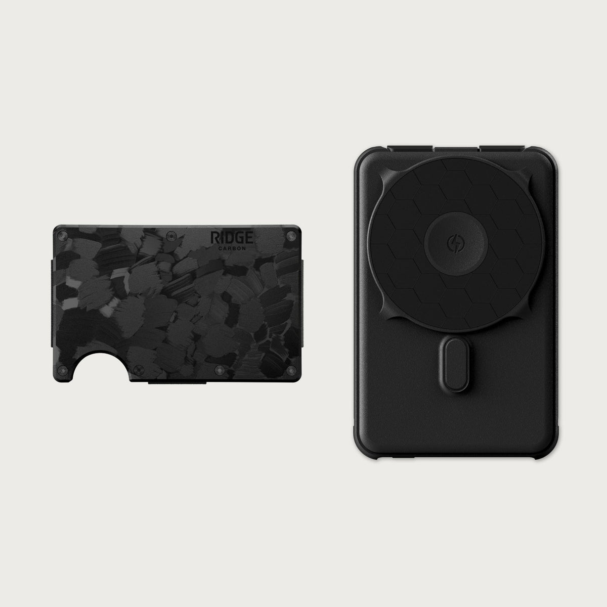 Ridge Wallet + Power Bank - Forged Carbon + Matte Black